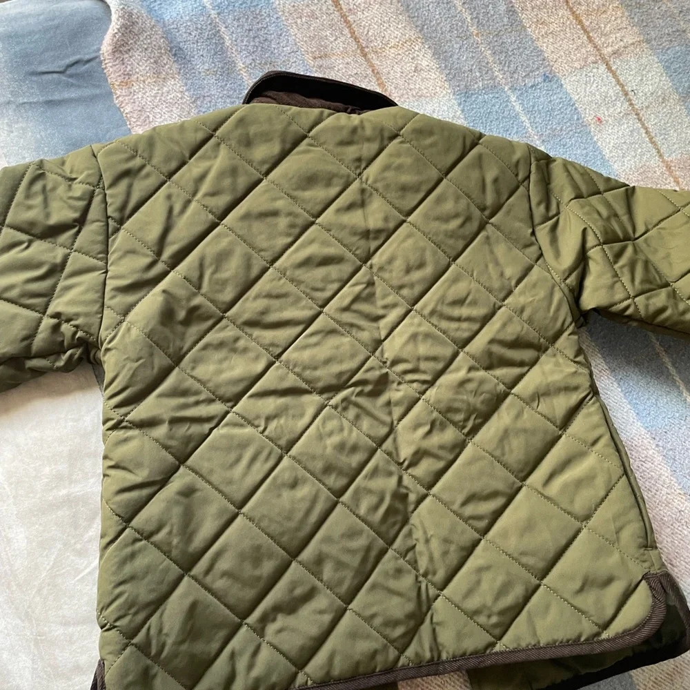 GAP Olive Quilted Jacket with Brown Accents